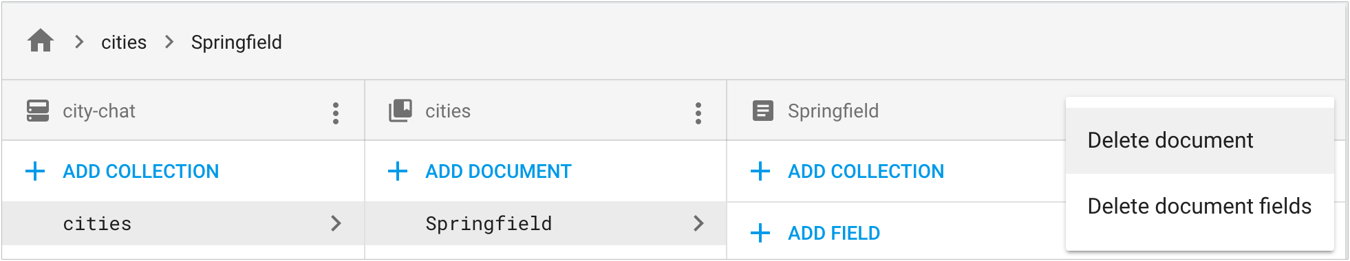 Cliquez sur Supprimer le document ou Supprimer les champs du document dans le menu contextuel de la colonne Détails du document.