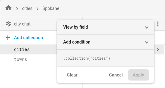 Click the Filter list button to filter
the documents listed.