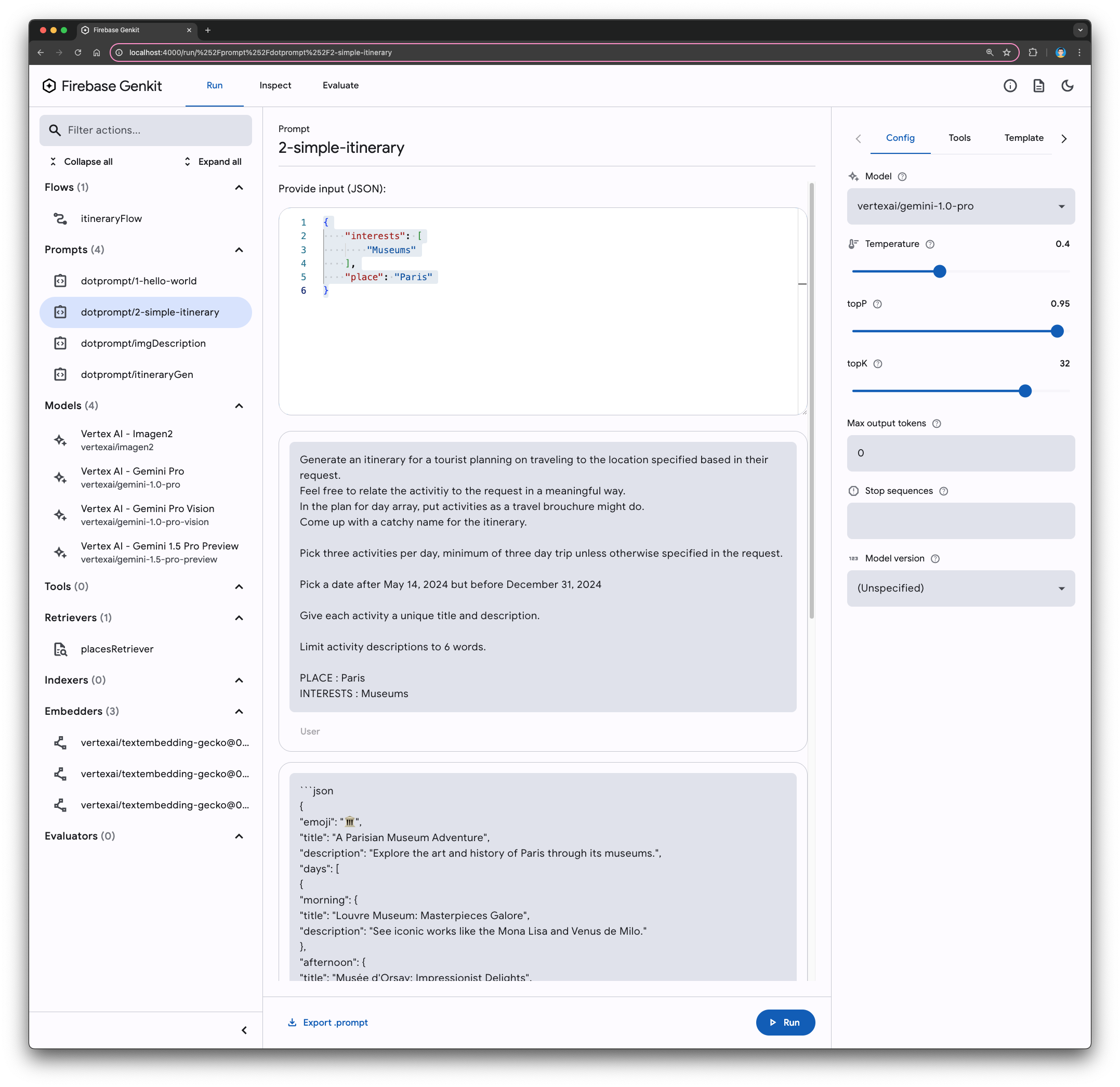 Using Dotprompt to specify the output schema