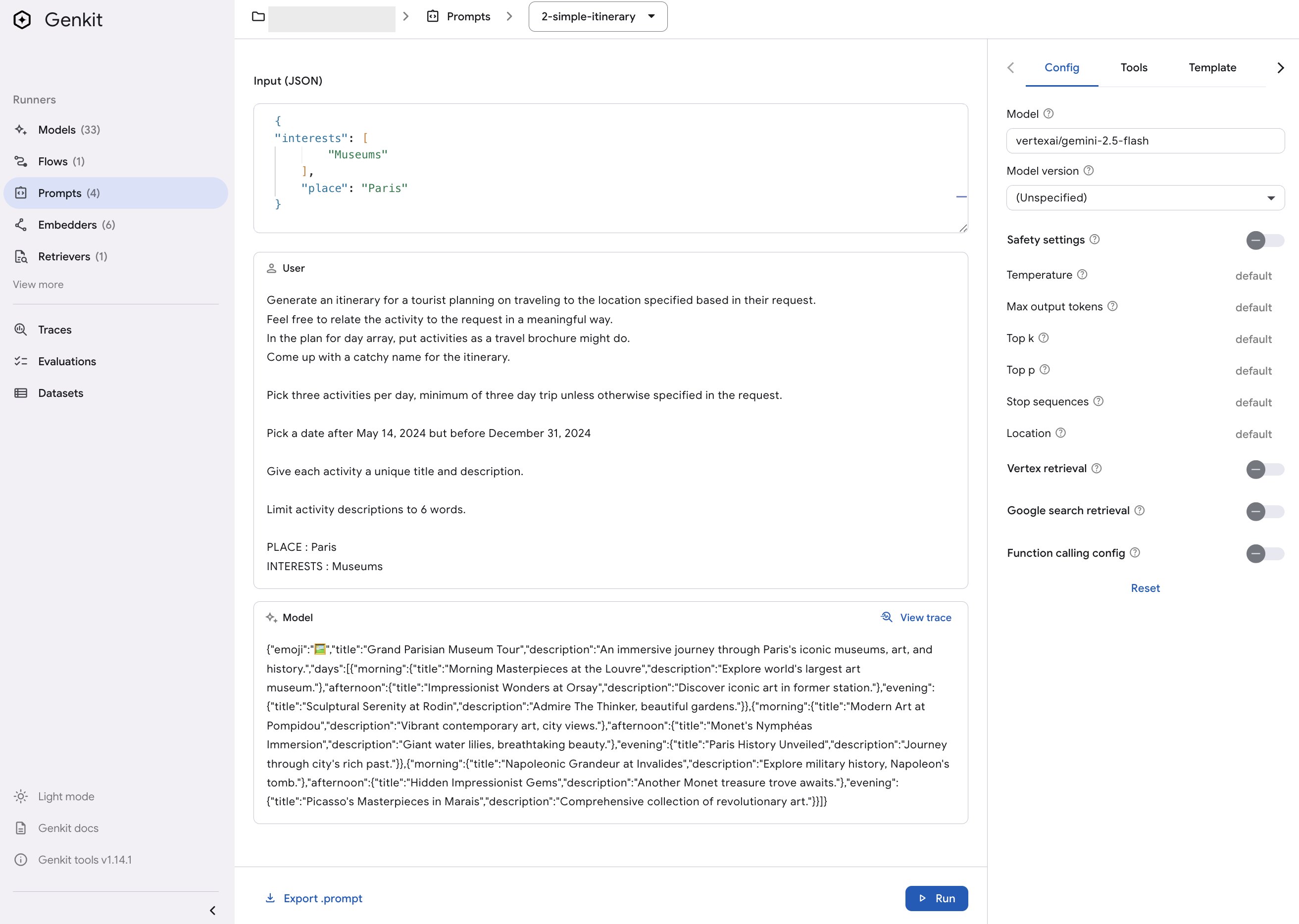 Ausgabeschema mit Dotprompt angeben