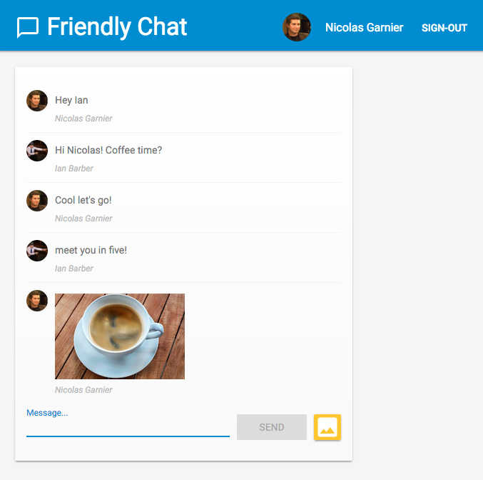 由您构建的初始 Friendly Chat 应用。