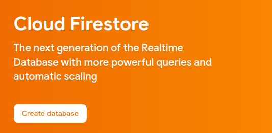 Botón Crear base de datos de Cloud Firestore