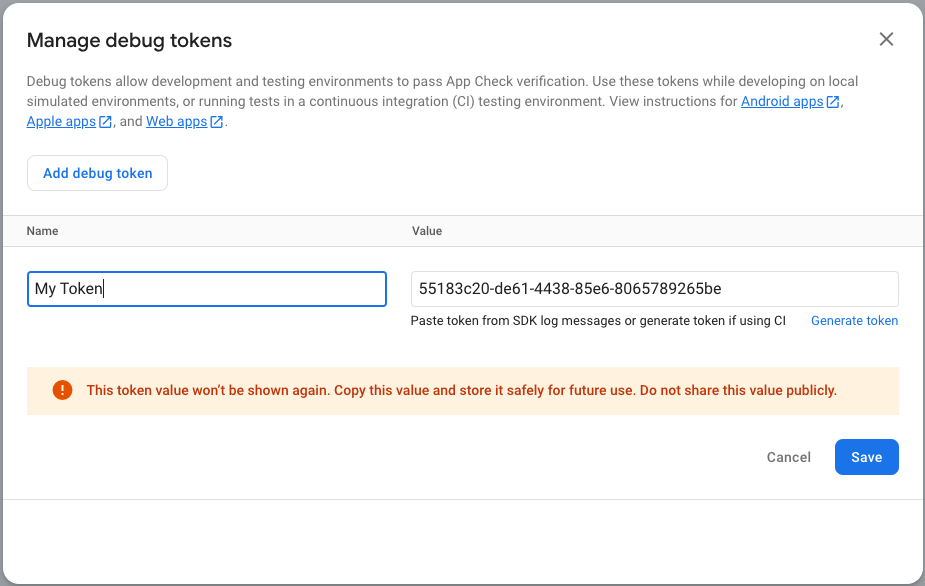 A sample of filling in the debug token with an alias