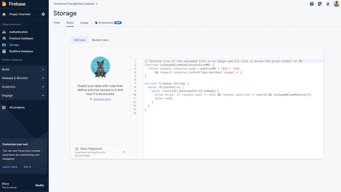 Firebase कंसोल का इस्तेमाल करके, सुरक्षा के नियमों की पुष्टि करना