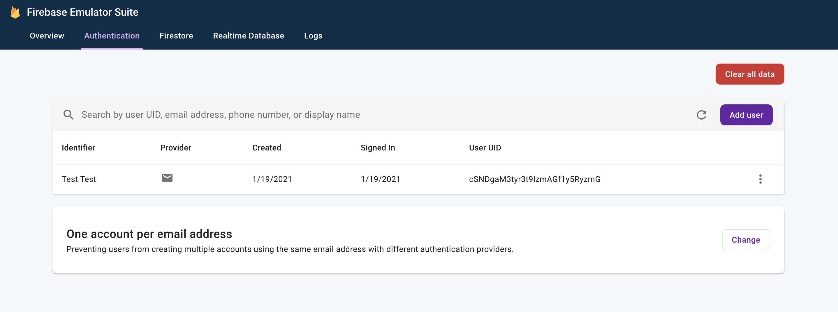 Firebase पुष्टि करने वाला एम्युलेटर