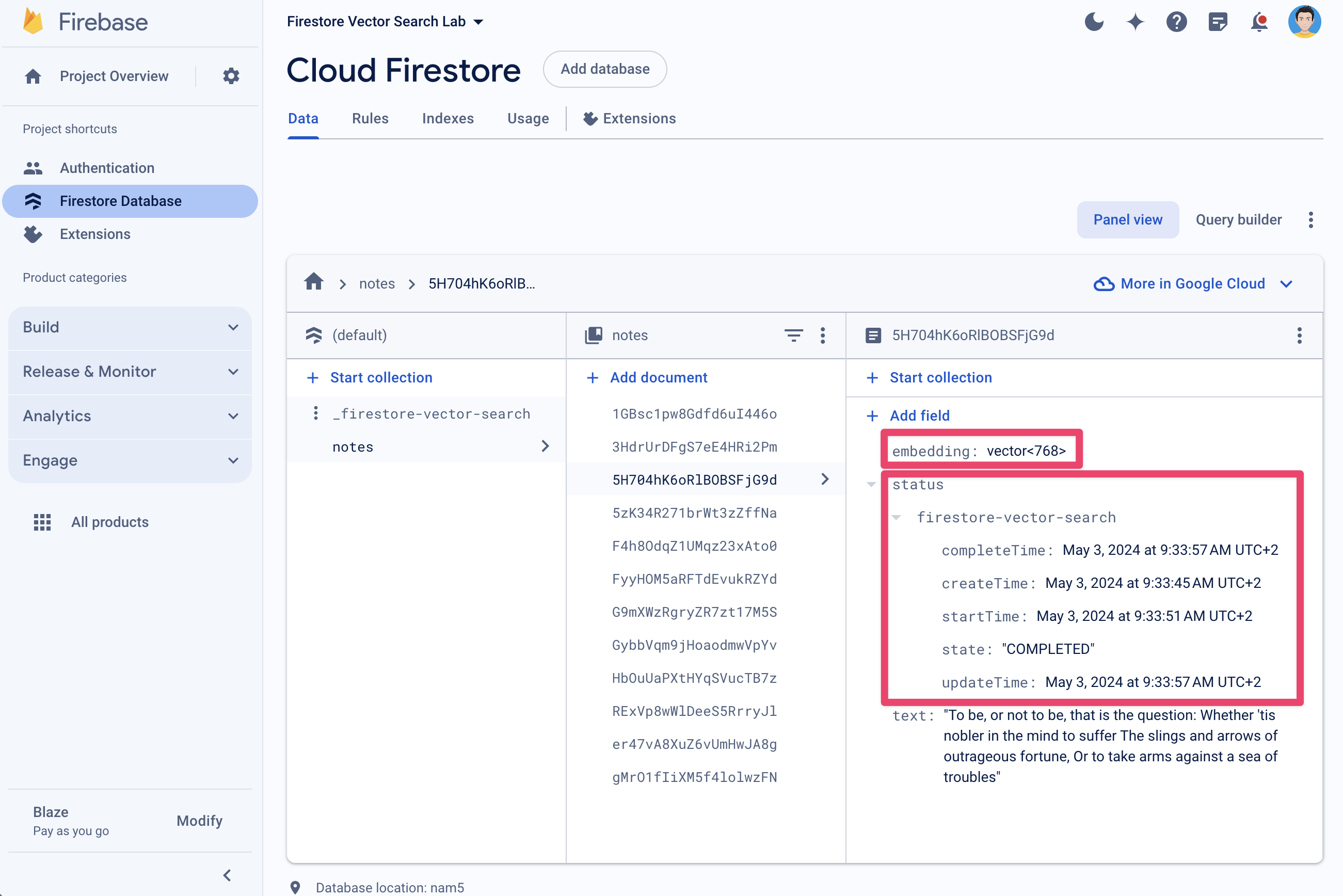 Aggiornamento dello stato degli embedding vettoriali per il nuovo documento