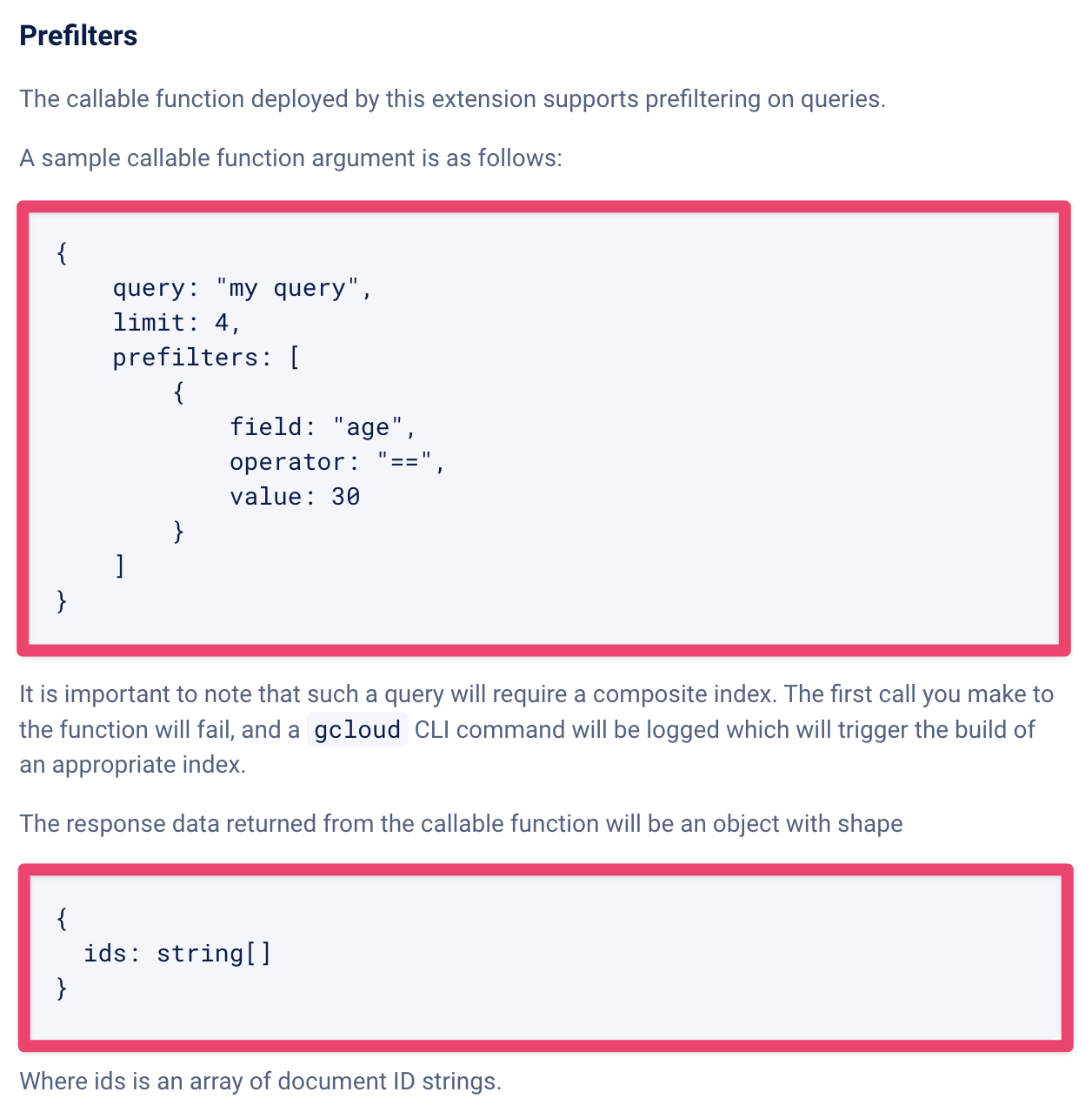 Documentation of the input parameter and result value