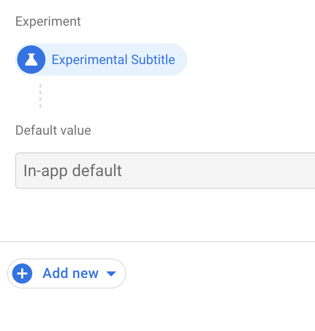 Opsi Tambahkan eksperimen baru di halaman\nEdit parameter Remote Config.