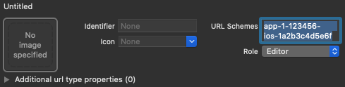 لقطة شاشة لواجهة إعداد مخطط عنوان URL المخصّص في Xcode