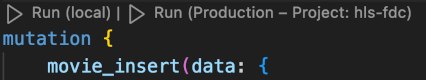 Botón Run de Code Lens para Firebase Data Connect