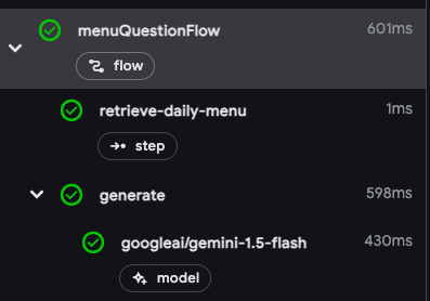 Screenshot of an explicitly defined step in the trace inspector