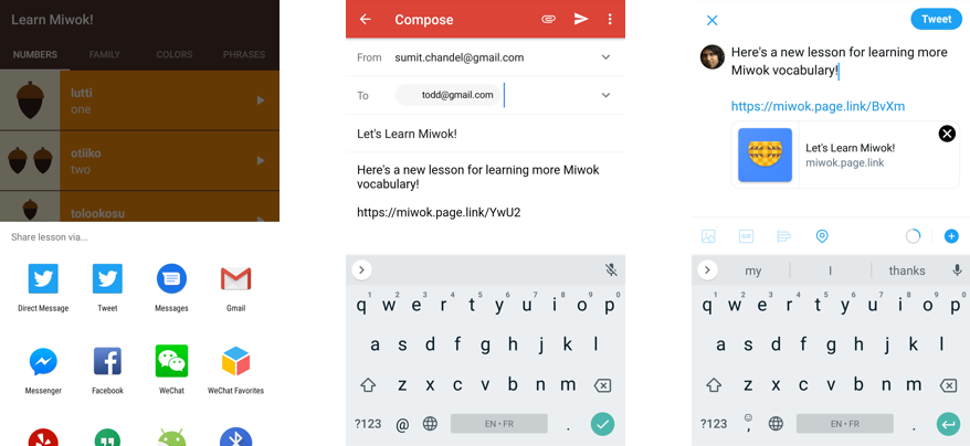 在 Android 裝置上分享