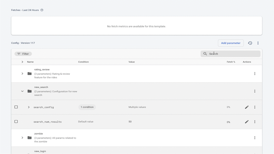 صورة متحركة تنتقل خلال خطوات واجهة المستخدم الرسومية في وحدة تحكّم Firebase لضبط كيانات معقّدة باستخدام تنسيق JSON