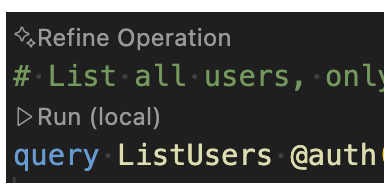 ปุ่มสร้าง CodeLens สำหรับ Firebase SQL
Connect