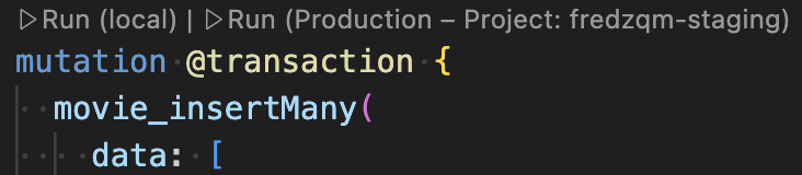 Pulsante Esegui CodeLens per Firebase SQL
Connect