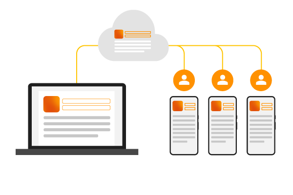 Ilustrasi sinkronisasi data cloud dengan klien