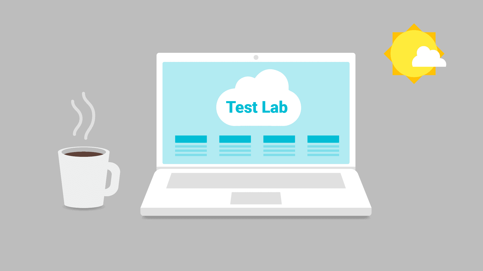 屏幕上显示 Test Lab 的笔记本电脑